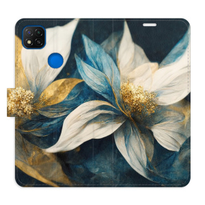 Flip pouzdro iSaprio - Xiaomi Redmi 9C - Gold Flowers - kapsičky na karty