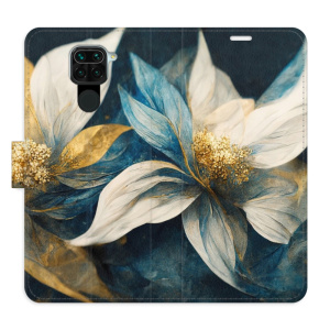 Flip pouzdro iSaprio - Xiaomi Redmi Note 9 - Gold Flowers - kapsičky na karty