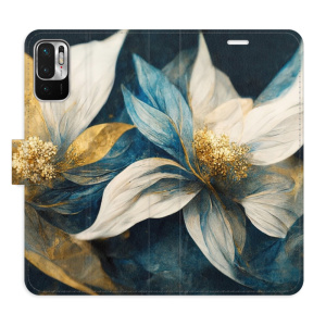 Flip pouzdro iSaprio - Xiaomi Redmi Note 10 5G - Gold Flowers - kapsičky na karty