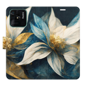 Flip pouzdro iSaprio - Xiaomi Redmi 10C - Gold Flowers - kapsičky na karty