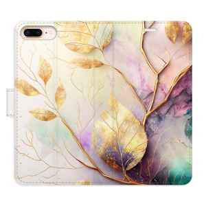 Flip pouzdro iSaprio - Apple iPhone 7 Plus / 8 Plus - Gold Leaves 02 - kapsičky na karty