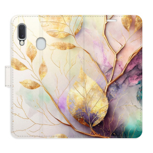 Flip pouzdro iSaprio - Samsung Galaxy A20e - Gold Leaves 02 - kapsičky na karty
