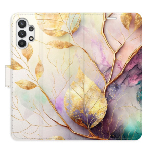 Flip pouzdro iSaprio - Samsung Galaxy A32 5G - Gold Leaves 02 - kapsičky na karty