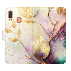Flip pouzdro iSaprio - Samsung Galaxy A40 - Gold Leaves 02 - kapsičky na karty