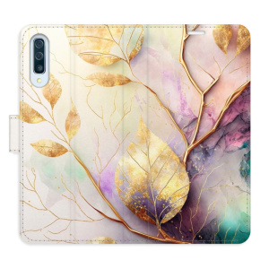 Flip pouzdro iSaprio - Samsung Galaxy A50 - Gold Leaves 02 - kapsičky na karty