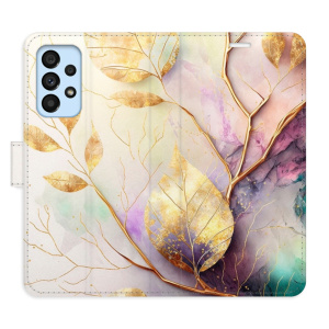 Flip pouzdro iSaprio - Samsung Galaxy A53 5G - Gold Leaves 02 - kapsičky na karty