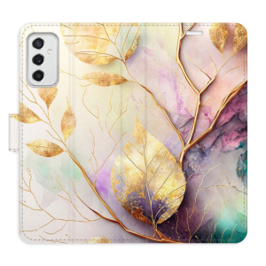 Flip pouzdro iSaprio - Samsung Galaxy M52 5G - Gold Leaves 02 - kapsičky na karty