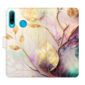 Flip pouzdro iSaprio - Huawei P30 Lite - Gold Leaves 02 - kapsičky na karty
