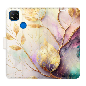 Flip pouzdro iSaprio - Xiaomi Redmi 9C - Gold Leaves 02 - kapsičky na karty