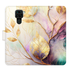 Flip pouzdro iSaprio - Xiaomi Redmi Note 9 - Gold Leaves 02 - kapsičky na karty