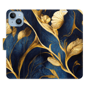 Flip pouzdro iSaprio - Apple iPhone 14 - GoldBlue - kapsičky na karty