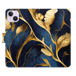 Flip pouzdro iSaprio - Apple iPhone 14 Plus - GoldBlue - kapsičky na karty