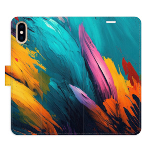 Flip pouzdro iSaprio - Apple iPhone X / XS - Orange Paint 02 - kapsičky na karty