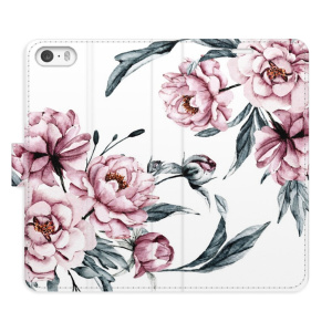 Flip pouzdro iSaprio - Apple iPhone 5 / 5S / SE - Pink Flowers - kapsičky na karty