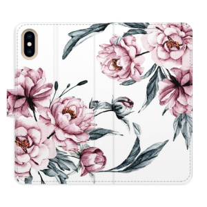 Flip pouzdro iSaprio - Apple iPhone X / XS - Pink Flowers - kapsičky na karty