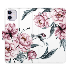 Flip pouzdro iSaprio - Apple iPhone 11 - Pink Flowers - kapsičky na karty