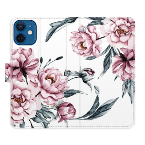Flip pouzdro iSaprio - Apple iPhone 12 mini - Pink Flowers - kapsičky na karty