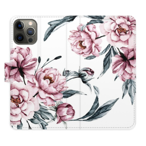 Flip pouzdro iSaprio - Apple iPhone 12 / 12 Pro - Pink Flowers - kapsičky na karty