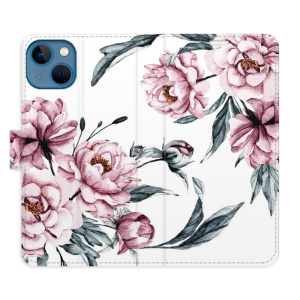 Flip pouzdro iSaprio - Apple iPhone 13 - Pink Flowers - kapsičky na karty