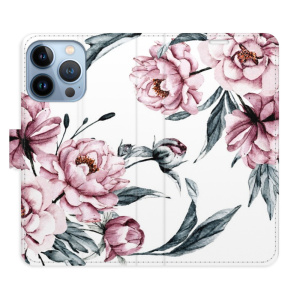 Flip pouzdro iSaprio - Apple iPhone 13 Pro - Pink Flowers - kapsičky na karty