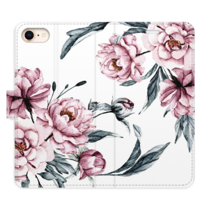 Flip pouzdro iSaprio - Apple iPhone 7 / 8 / SE 2020 / SE 2022 - Pink Flowers - kapsičky na karty
