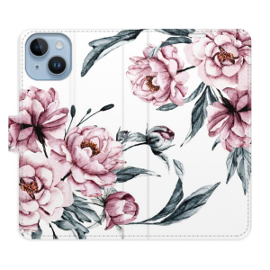 Flip pouzdro iSaprio - Apple iPhone 14 - Pink Flowers - kapsičky na karty