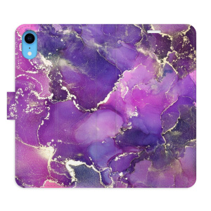 Flip pouzdro iSaprio - Apple iPhone XR - Purple Marble - kapsičky na karty