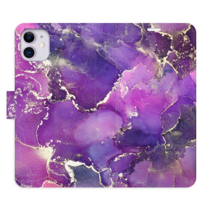 Flip pouzdro iSaprio - Apple iPhone 11 - Purple Marble - kapsičky na karty