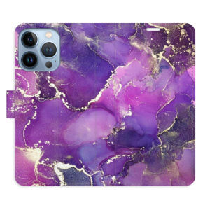Flip pouzdro iSaprio - Apple iPhone 13 Pro - Purple Marble - kapsičky na karty