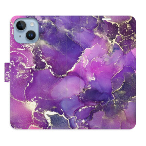 Flip pouzdro iSaprio - Apple iPhone 14 - Purple Marble - kapsičky na karty