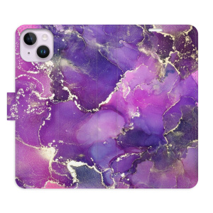 Flip pouzdro iSaprio - Apple iPhone 14 Plus - Purple Marble - kapsičky na karty