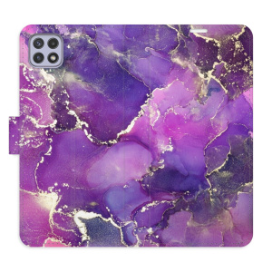 Flip pouzdro iSaprio - Samsung Galaxy A22 5G - Purple Marble - kapsičky na karty