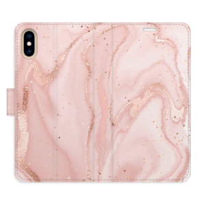 Flip pouzdro iSaprio - Apple iPhone X / XS - RoseGold Marble - kapsičky na karty