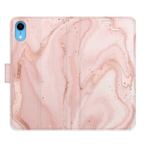 Flip pouzdro iSaprio - Apple iPhone XR - RoseGold Marble - kapsičky na karty