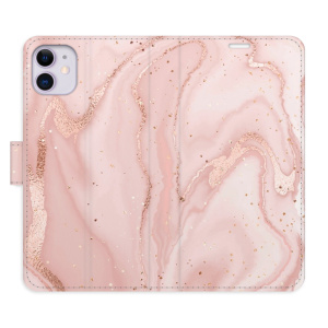 Flip pouzdro iSaprio - Apple iPhone 11 - RoseGold Marble - kapsičky na karty