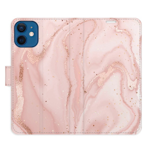 Flip pouzdro iSaprio - Apple iPhone 12 mini - RoseGold Marble - kapsičky na karty