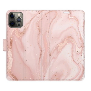 Flip pouzdro iSaprio - Apple iPhone 12 / 12 Pro - RoseGold Marble - kapsičky na karty