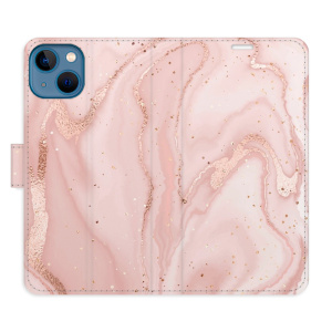 Flip pouzdro iSaprio - Apple iPhone 13 - RoseGold Marble - kapsičky na karty