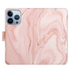 Flip pouzdro iSaprio - Apple iPhone 13 Pro - RoseGold Marble - kapsičky na karty