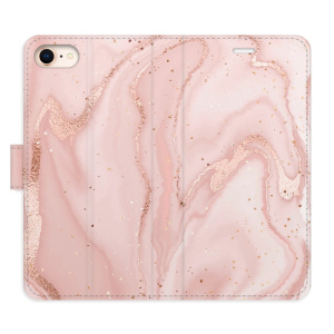 Flip pouzdro iSaprio - Apple iPhone 7 / 8 / SE 2020 / SE 2022 - RoseGold Marble - kapsičky na karty