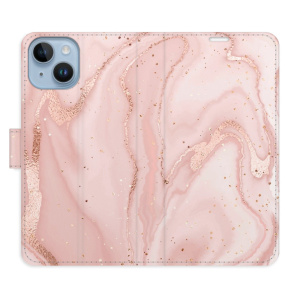 Flip pouzdro iSaprio - Apple iPhone 14 - RoseGold Marble - kapsičky na karty