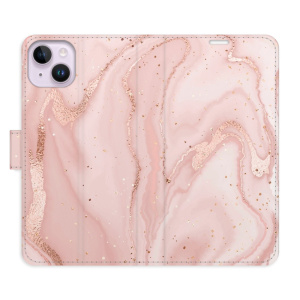 Flip pouzdro iSaprio - Apple iPhone 14 Plus - RoseGold Marble - kapsičky na karty