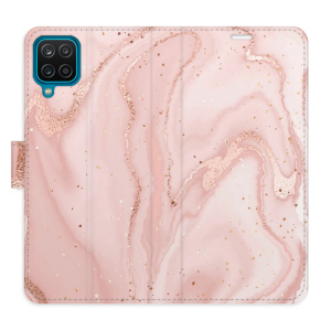 Flip pouzdro iSaprio - Samsung Galaxy A12 / M12 - RoseGold Marble - kapsičky na karty