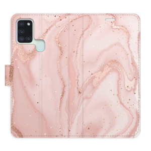 Flip pouzdro iSaprio - Samsung Galaxy A21s - RoseGold Marble - kapsičky na karty
