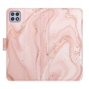 Flip pouzdro iSaprio - Samsung Galaxy A22 5G - RoseGold Marble - kapsičky na karty