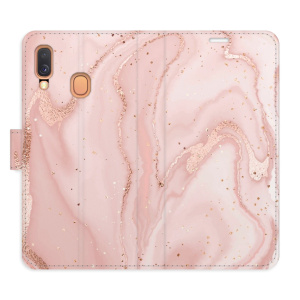 Flip pouzdro iSaprio - Samsung Galaxy A40 - RoseGold Marble - kapsičky na karty - VÝPRODEJ