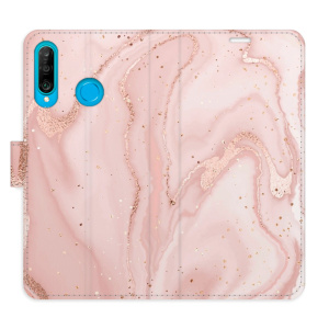 Flip pouzdro iSaprio - Huawei P30 Lite - RoseGold Marble - kapsičky na karty