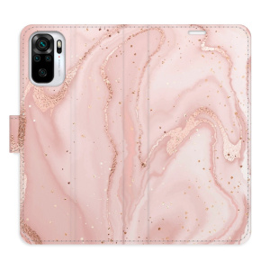 Flip pouzdro iSaprio - Xiaomi Redmi Note 10 / Note 10S - RoseGold Marble - kapsičky na karty