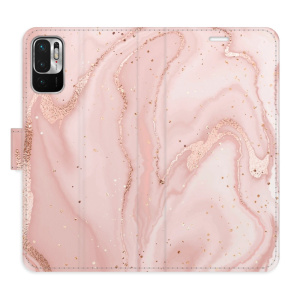 Flip pouzdro iSaprio - Xiaomi Redmi Note 10 5G - RoseGold Marble - kapsičky na karty