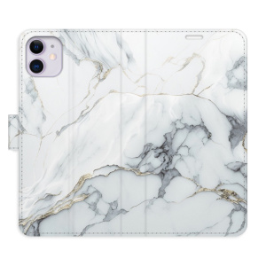 Flip pouzdro iSaprio - Apple iPhone 11 - SilverMarble 15 - kapsičky na karty